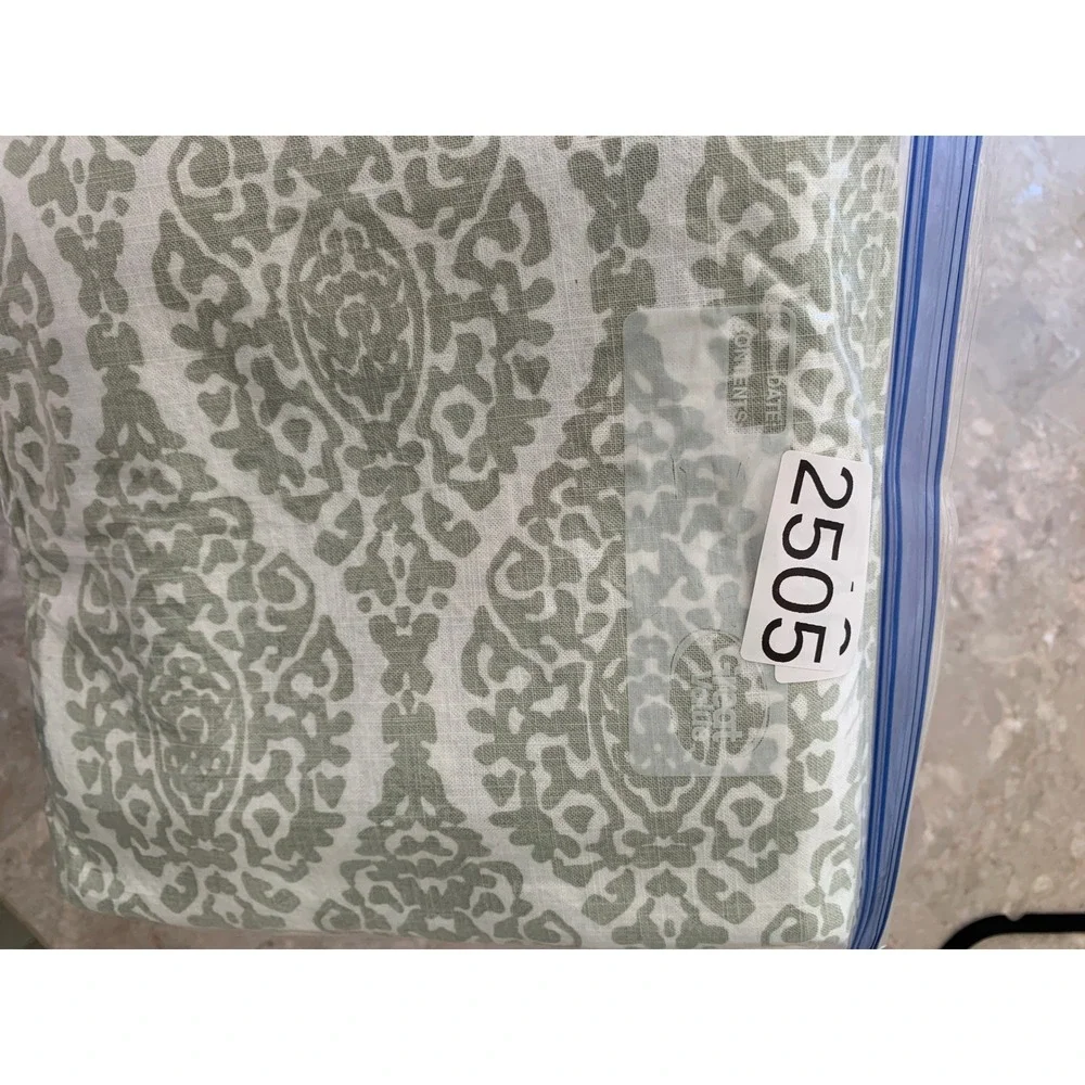 Threshold Sage Green White Damask Medallion 100% Cotton 67x69 shower curtain